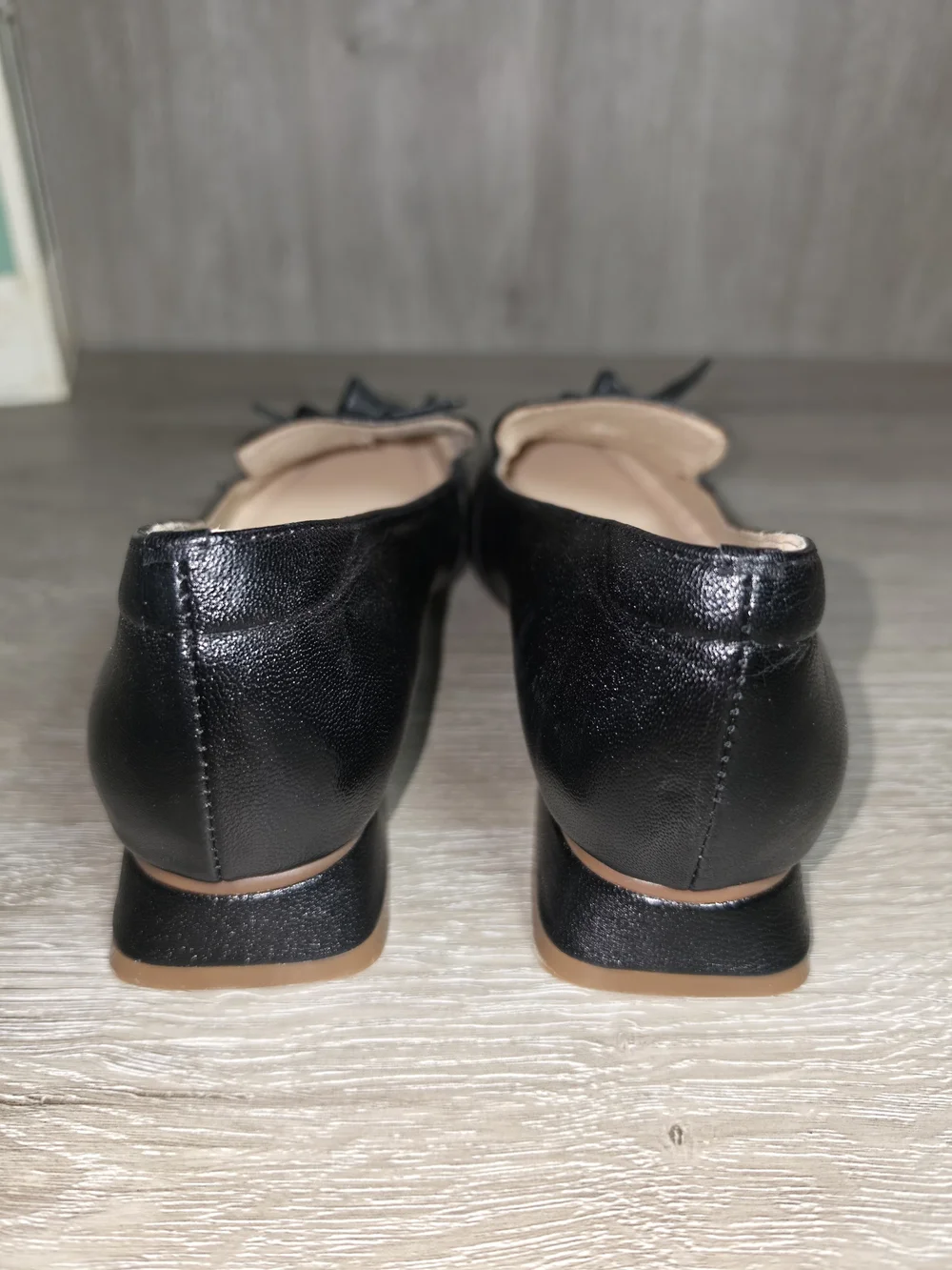 Mona Flying Black Leather Tassel Loafers Square Heel Women 8.5